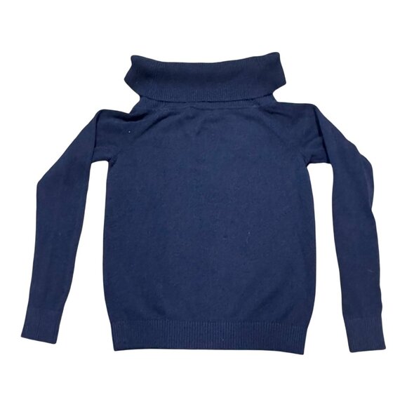 Lauren Ralph Lauren Womens Medium Navy Blue Turtleneck Sweater Ribbed Cowl Neck - Picture 2 of 6